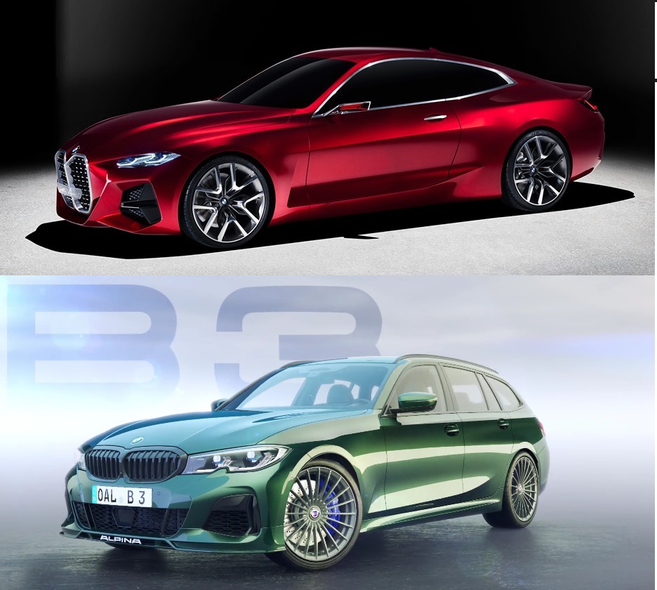 新型BMWコンセプト４シリーズクーペと新型アルピナB3ツーリングが初公開！「超大型キドニーグリル」vs「正統派」対象的なデザインですね＾＾；
