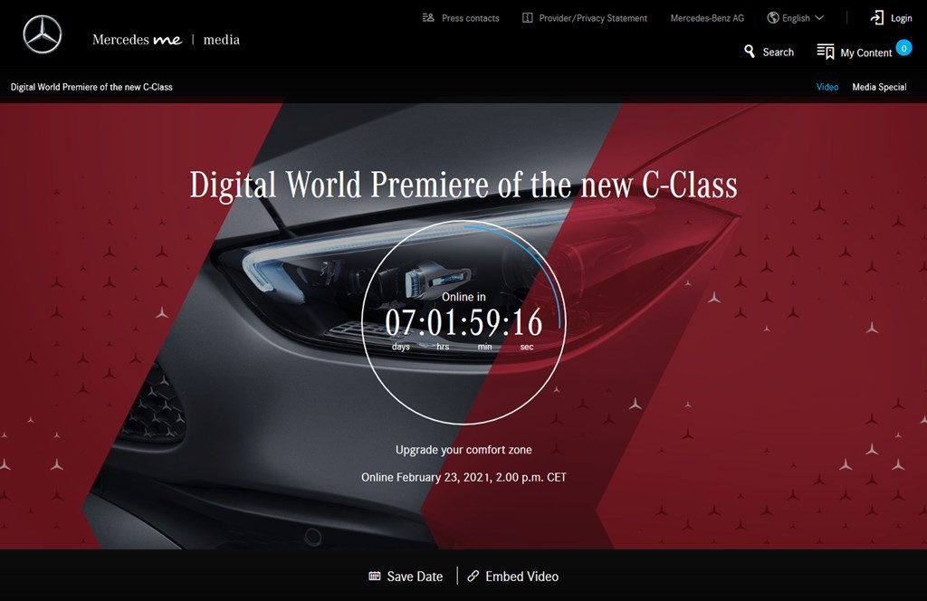 メルセデス・ベンツ新型「Cクラス」ティザー写真を公開！2月23日にオンラインで世界初公開！！