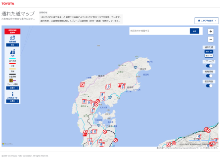 【災害地域の皆様向け】石川県能登地方地震を受けてトヨタ純正「T-Connect」ナビから情報をもとに「通れた道マップ」を公開！